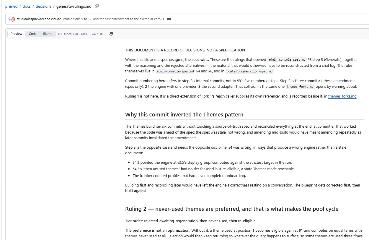 A decision record in the Primed repository