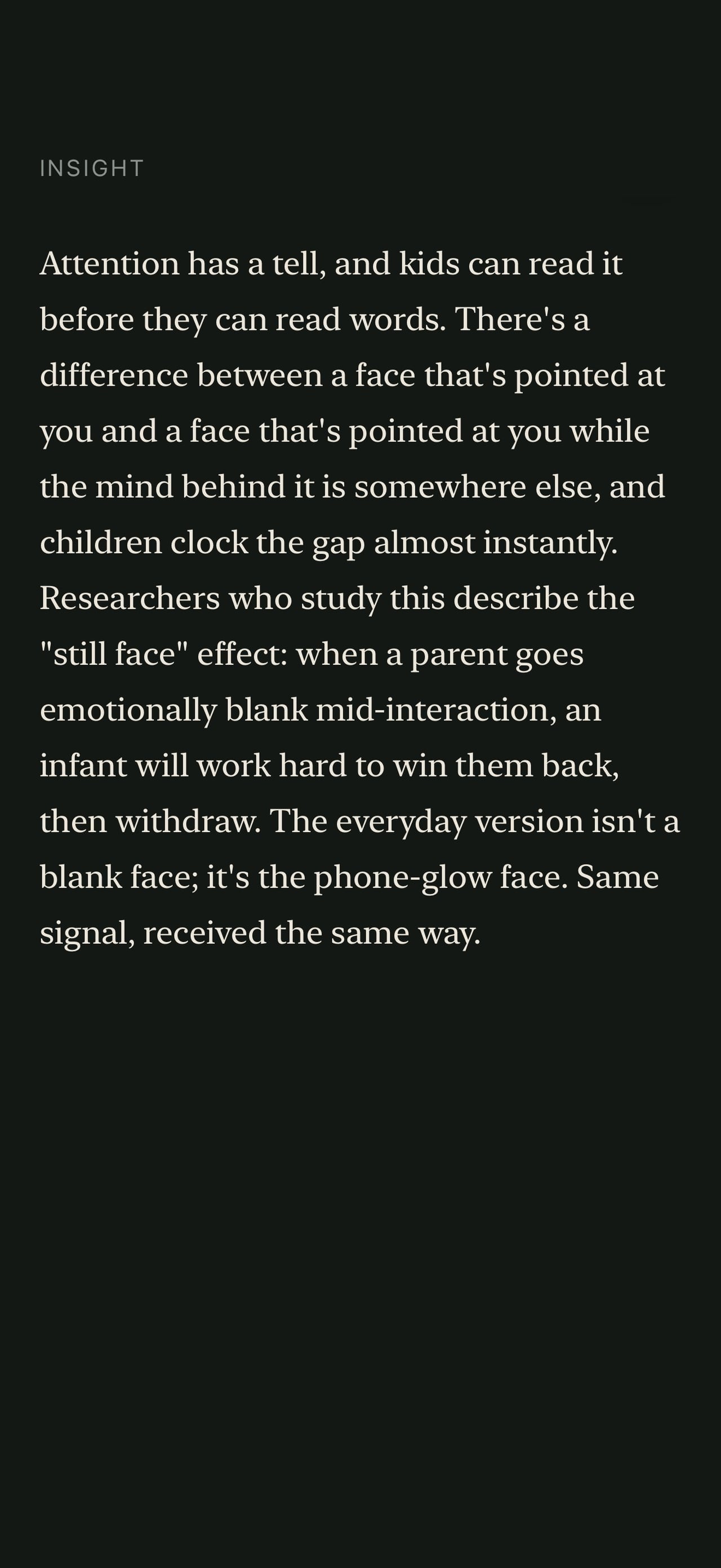A Primed Insight screen
