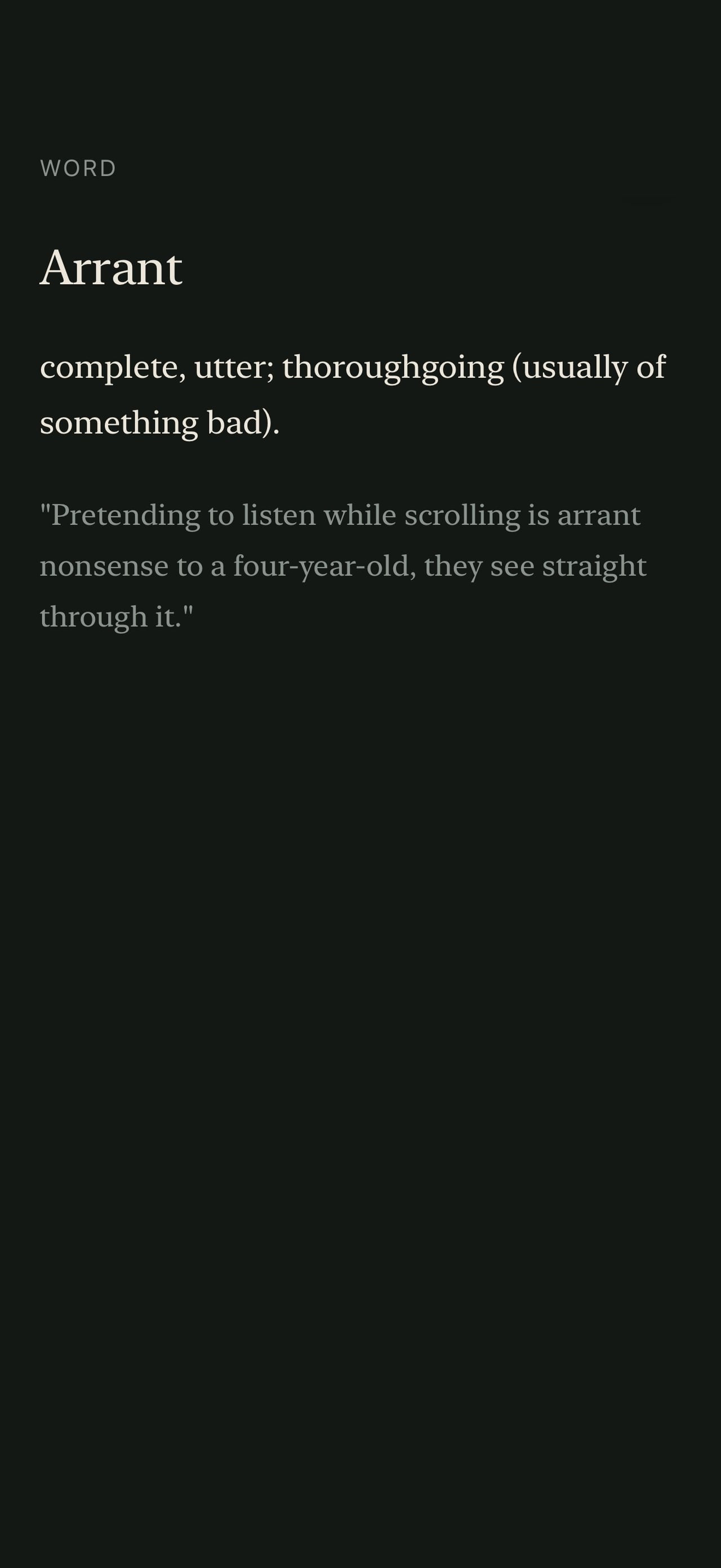 A Primed Word screen
