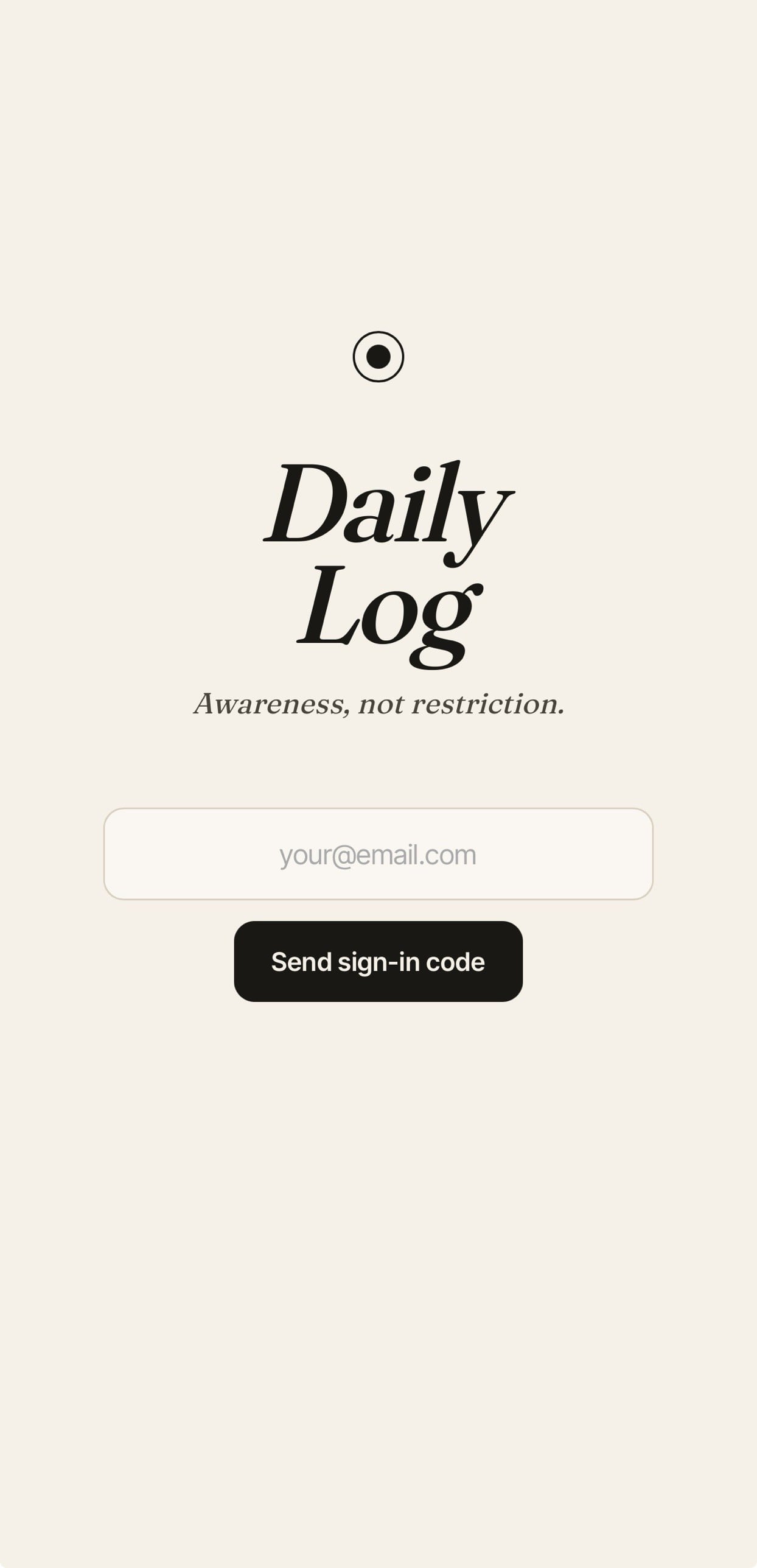 The Daily Log sign-in screen